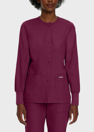 Landau Womens Four Pocket Crew Neck Nursing Scrub Jacket