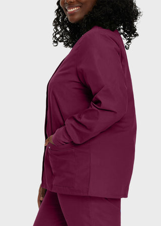 Landau Womens Four Pocket Crew Neck Nursing Scrub Jacket