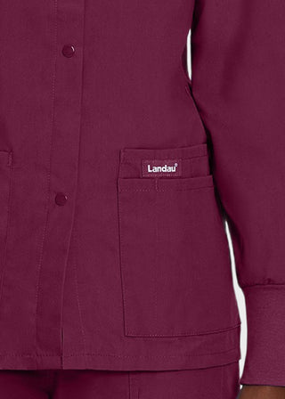 Landau Womens Four Pocket Crew Neck Nursing Scrub Jacket