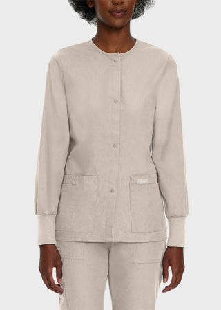 Landau Womens Four Pocket Crew Neck Nursing Scrub Jacket