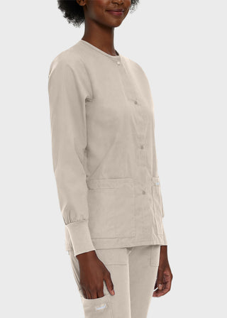 Landau Womens Four Pocket Crew Neck Nursing Scrub Jacket