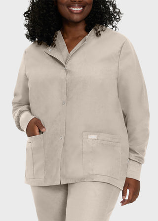 Landau Womens Four Pocket Crew Neck Nursing Scrub Jacket