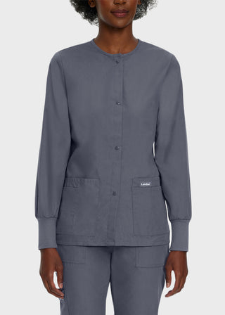 Landau Womens Four Pocket Crew Neck Nursing Scrub Jacket