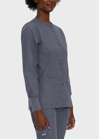 Landau Womens Four Pocket Crew Neck Nursing Scrub Jacket