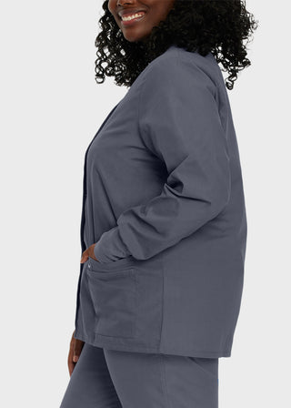 Landau Womens Four Pocket Crew Neck Nursing Scrub Jacket