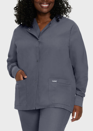 Landau Womens Four Pocket Crew Neck Nursing Scrub Jacket