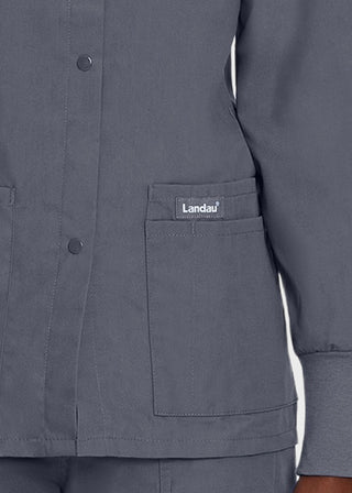 Landau Womens Four Pocket Crew Neck Nursing Scrub Jacket