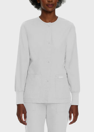 Landau Womens Four Pocket Crew Neck Nursing Scrub Jacket