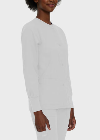 Landau Womens Four Pocket Crew Neck Nursing Scrub Jacket