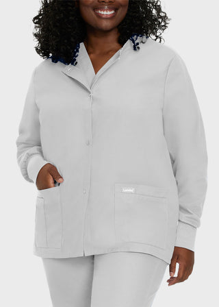Landau Womens Four Pocket Crew Neck Nursing Scrub Jacket