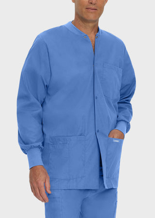 Landau Mens Multipocket Rib Knit Medical Scrub Jacket