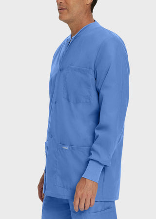 Landau Mens Multipocket Rib Knit Medical Scrub Jacket