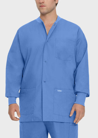 Landau Mens Multipocket Rib Knit Medical Scrub Jacket