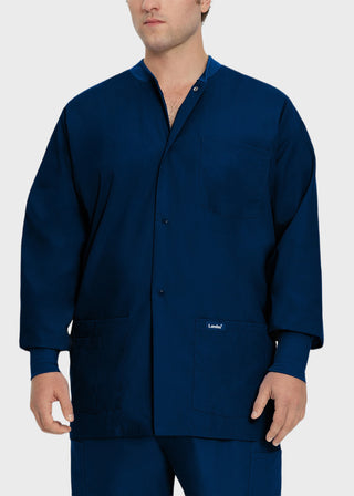 Landau Mens Multipocket Rib Knit Medical Scrub Jacket