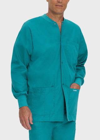 Landau Mens Multipocket Rib Knit Medical Scrub Jacket