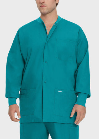 Landau Mens Multipocket Rib Knit Medical Scrub Jacket
