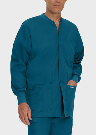 Landau Mens Multipocket Rib Knit Medical Scrub Jacket