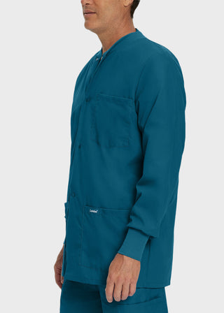 Landau Mens Multipocket Rib Knit Medical Scrub Jacket