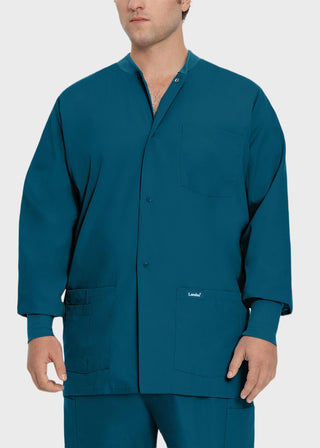Landau Mens Multipocket Rib Knit Medical Scrub Jacket