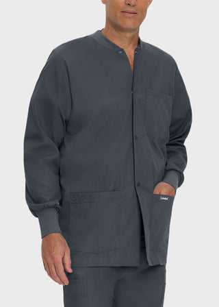 Landau Mens Multipocket Rib Knit Medical Scrub Jacket