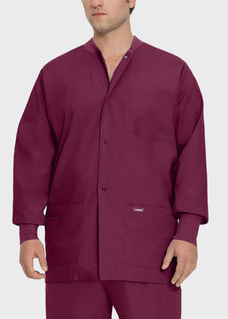 Landau Mens Multipocket Rib Knit Medical Scrub Jacket