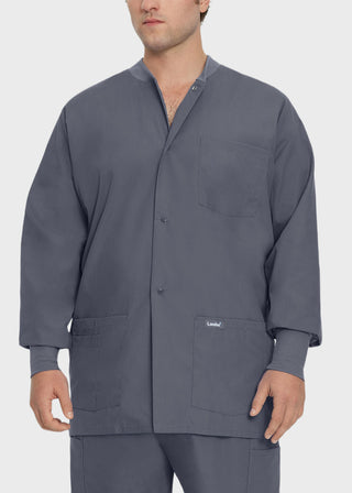 Landau Mens Multipocket Rib Knit Medical Scrub Jacket