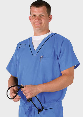 Landau Unisex Single Pocket Piped V-Neck Nurse Scrub Top