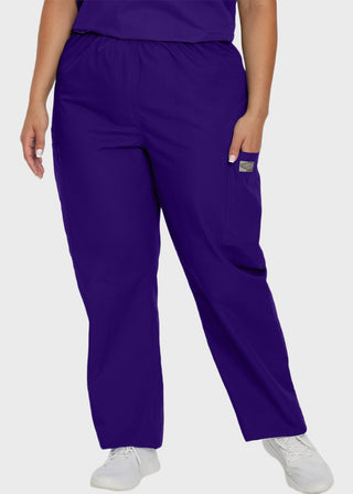 Landau Women Cargo Petite Elastic Waistband Scrub Pants