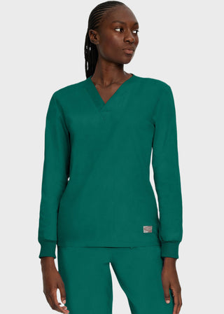 Landau Unisex No Pocket V-Neck Long Sleeve Scrub Top