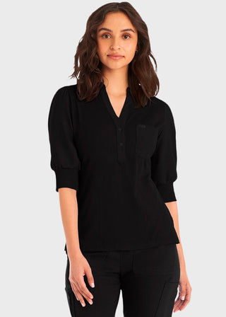Landau Forward 3-Pocket Rib Knit Collar Top