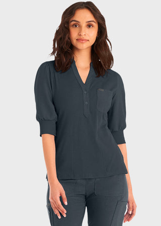 Landau Forward 3-Pocket Rib Knit Collar Top