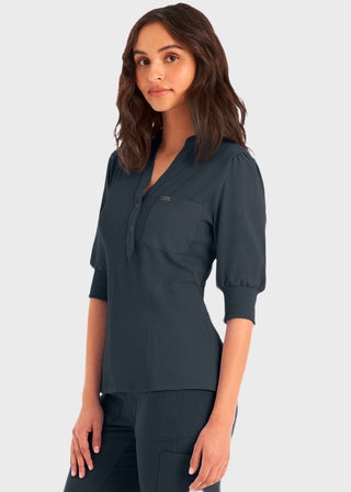 Landau Forward 3-Pocket Rib Knit Collar Top