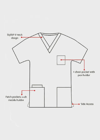 HeedFit Unisex 27.5 Inches V-Neck Four Pocket Scrub Top