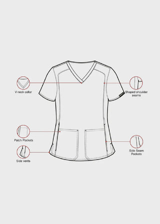 Free Embroidery HeedFit Women's Shaped Shoulder Seam Scrub Top