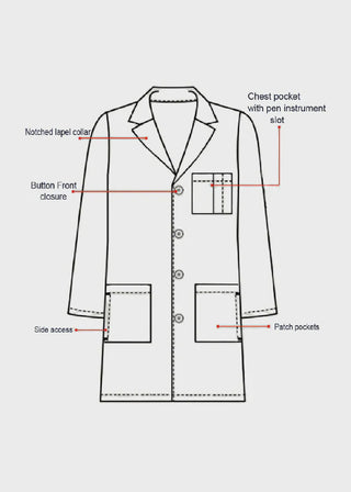 HeedFit Unisex 37 Inches Three Pocket Functional Lab Coat