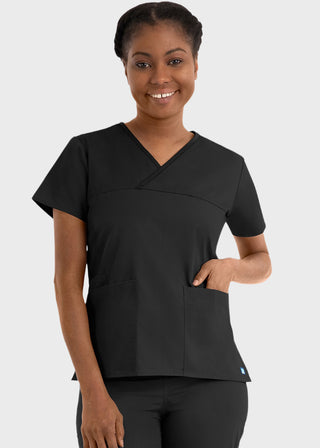 Maevn Core Women's Contrast Mock Wrap Top