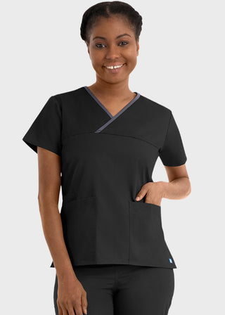 Maevn Core Women's Contrast Mock Wrap Top