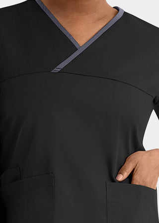 Maevn Core Women's Contrast Mock Wrap Top