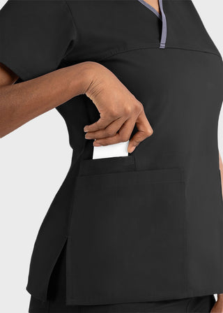 Maevn Core Women's Contrast Mock Wrap Top