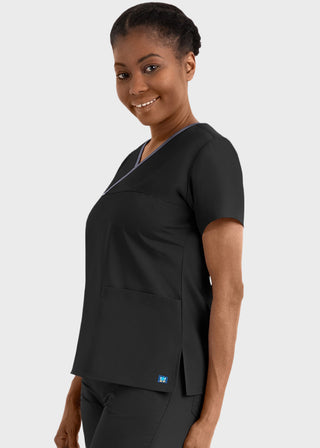 Maevn Core Women's Contrast Mock Wrap Top