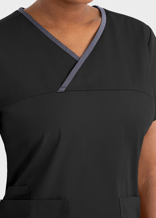 Maevn Core Women's Contrast Mock Wrap Top