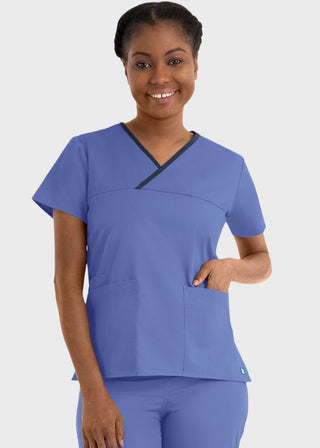 Maevn Core Women's Contrast Mock Wrap Top