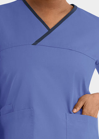 Maevn Core Women's Contrast Mock Wrap Top