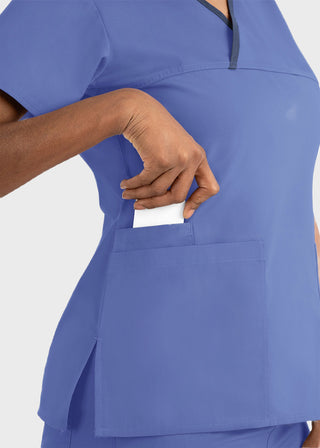 Maevn Core Women's Contrast Mock Wrap Top