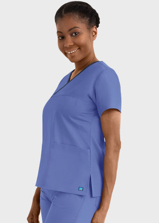 Maevn Core Women's Contrast Mock Wrap Top