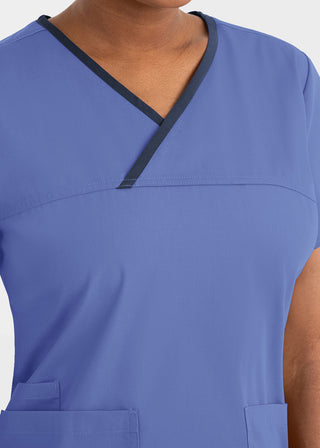 Maevn Core Women's Contrast Mock Wrap Top