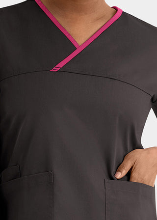 Maevn Core Women's Contrast Mock Wrap Top