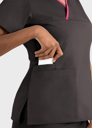 Maevn Core Women's Contrast Mock Wrap Top