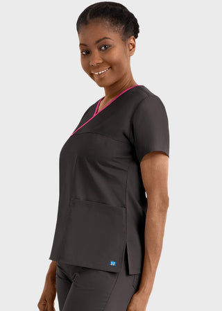 Maevn Core Women's Contrast Mock Wrap Top