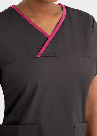 Maevn Core Women's Contrast Mock Wrap Top